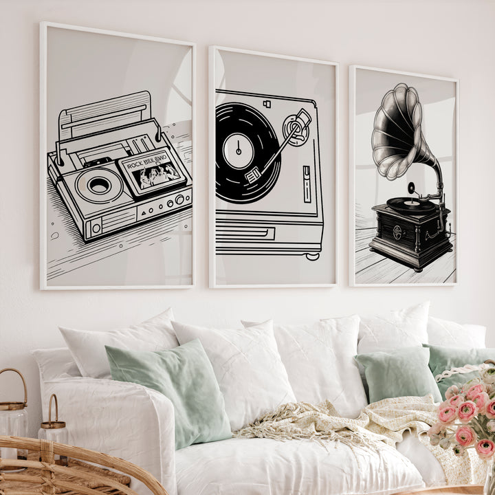 Vinyl Portrait retro wall art decor - White Framed Poster No Border - Artworksets