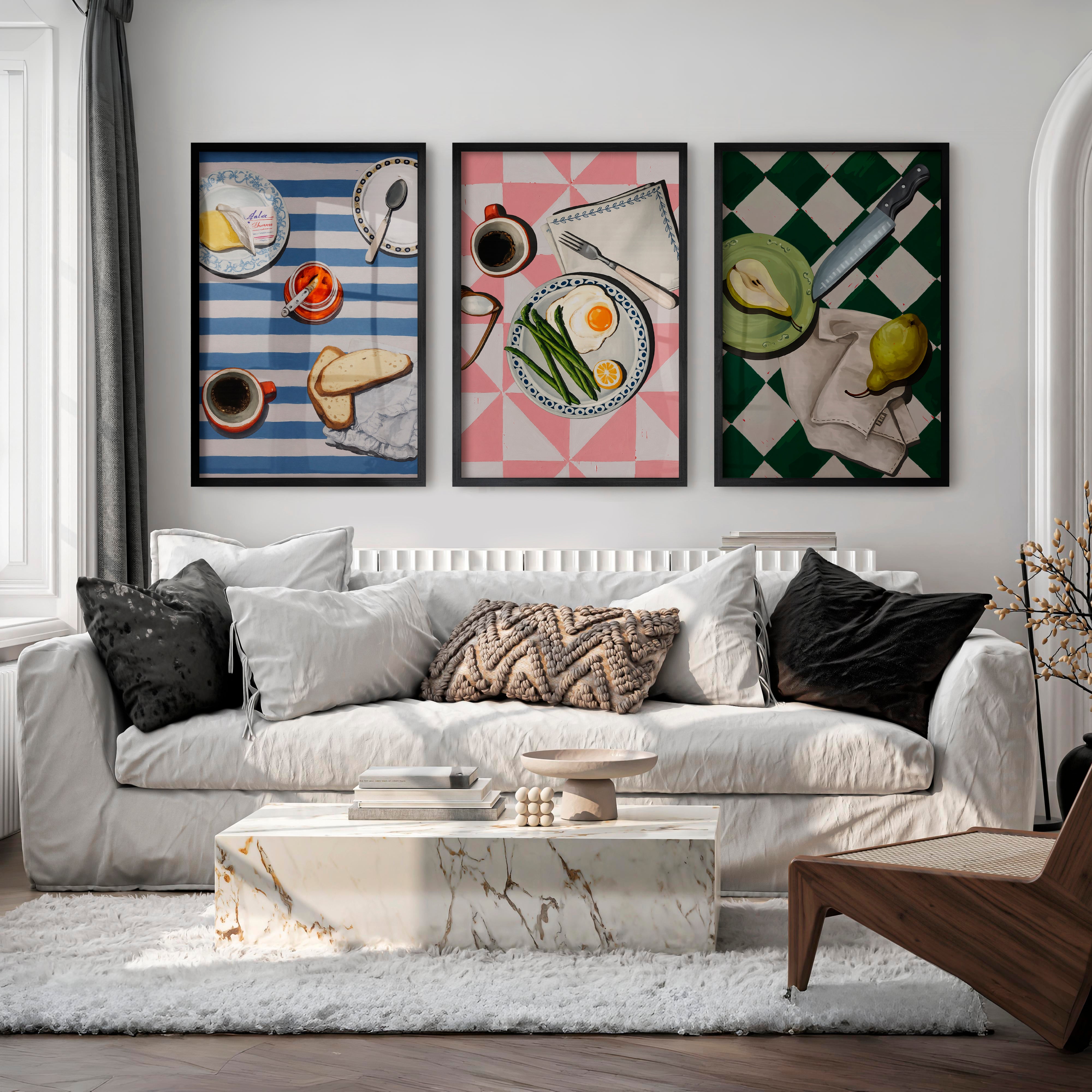 Kitchen Table retro wall art ideas with Pear - Black Framed Poster No Border - Artworksets