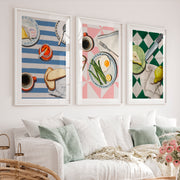 Kitchen Table retro wall art ideas with Pear - White Framed Poster with White Border - Artworksets