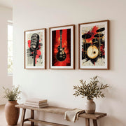 Music Room Retro Wall Art Ideas - Dark Brown Framed Poster with White Border - Artworksets