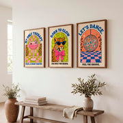 Retro Wall Art Featuring Disco Leopard and Martini Vibes - Dark Brown Framed Poster No Border - Artworksets