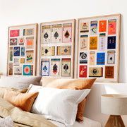 Matchbox and Playing Card Retro Wall Art Prints - Natural Wood Framed Poster No Border - Artworksets