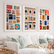 Matchbox and Playing Card Retro Wall Art Prints - White Framed Poster with White Border - Artworksets