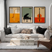 Velvet Nights Retro Wall Art Featuring Saxophone - Black Framed Poster No Border - Artworksets