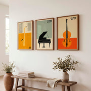 Velvet Nights Retro Wall Art Featuring Saxophone - Dark Brown Framed Poster No Border - Artworksets