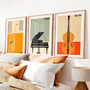 Velvet Nights Retro Wall Art Featuring Saxophone- Natural Wood Framed Poster with White Border - Artworksets