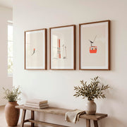 Retro Wall Art Featuring Skier in Motion - Dark Brown Framed Poster with White Border - Artworksets