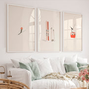 Retro Wall Art Featuring Skier in Motion - White Framed Poster No Border - Artworksets