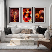 Vinyl Records retro wall art in Amber Tones - Black Framed Poster with White Border - Artworksets