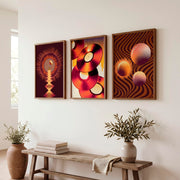 Vinyl Records retro wall art in Amber Tones - Dark Brown Framed Poster No Border - Artworksets