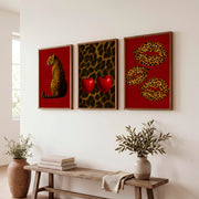 Leopard Cherry retro wall - Dark Brown Framed Poster No Border - Artworksets
