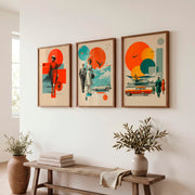 Retro Wall Art with Mid Century Fashion and Vintage Cars - Dark Brown Framed Poster No Border - Artworksets
