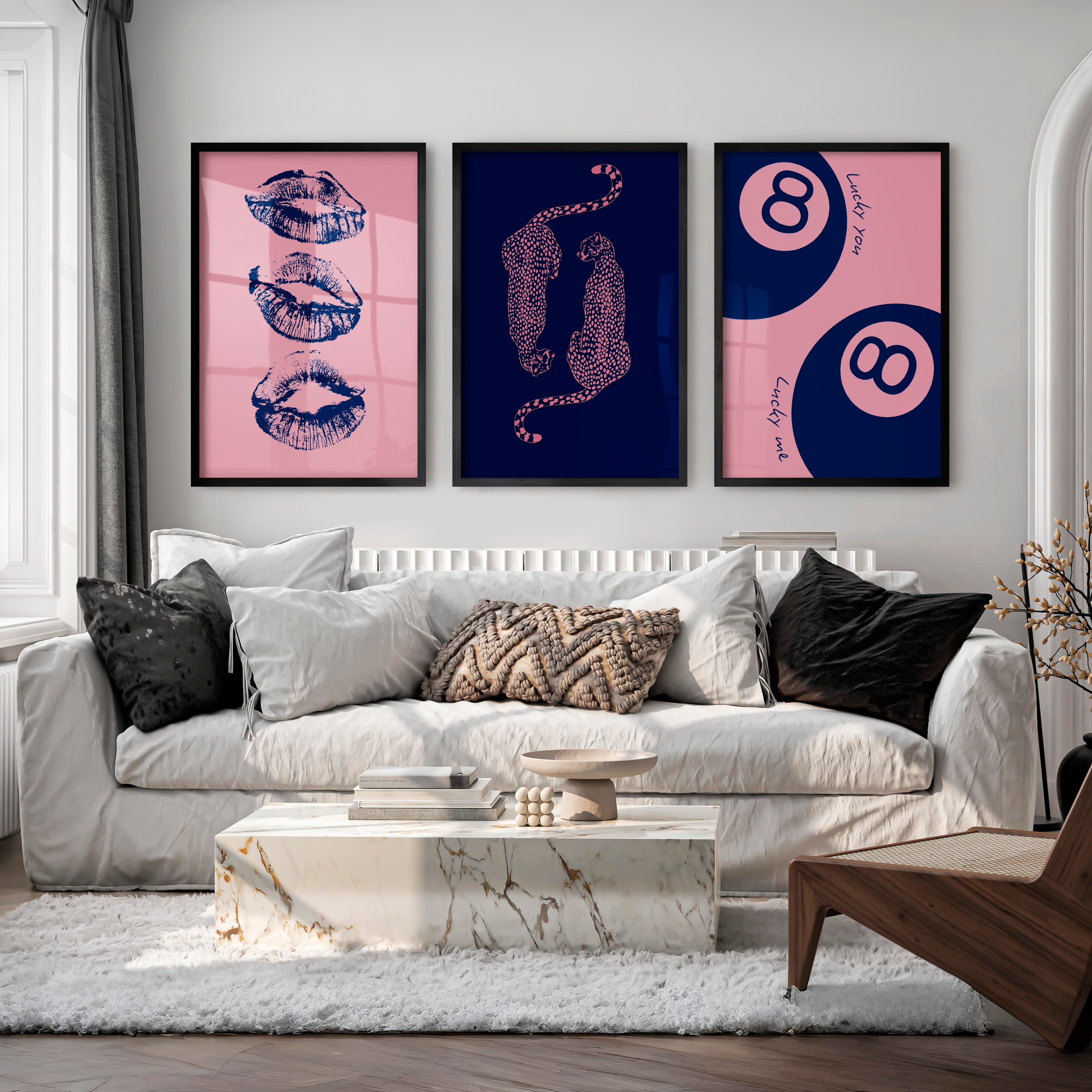 Lucky Eight Ball retro wall pictures - Black Framed Poster No Border - Artworksets