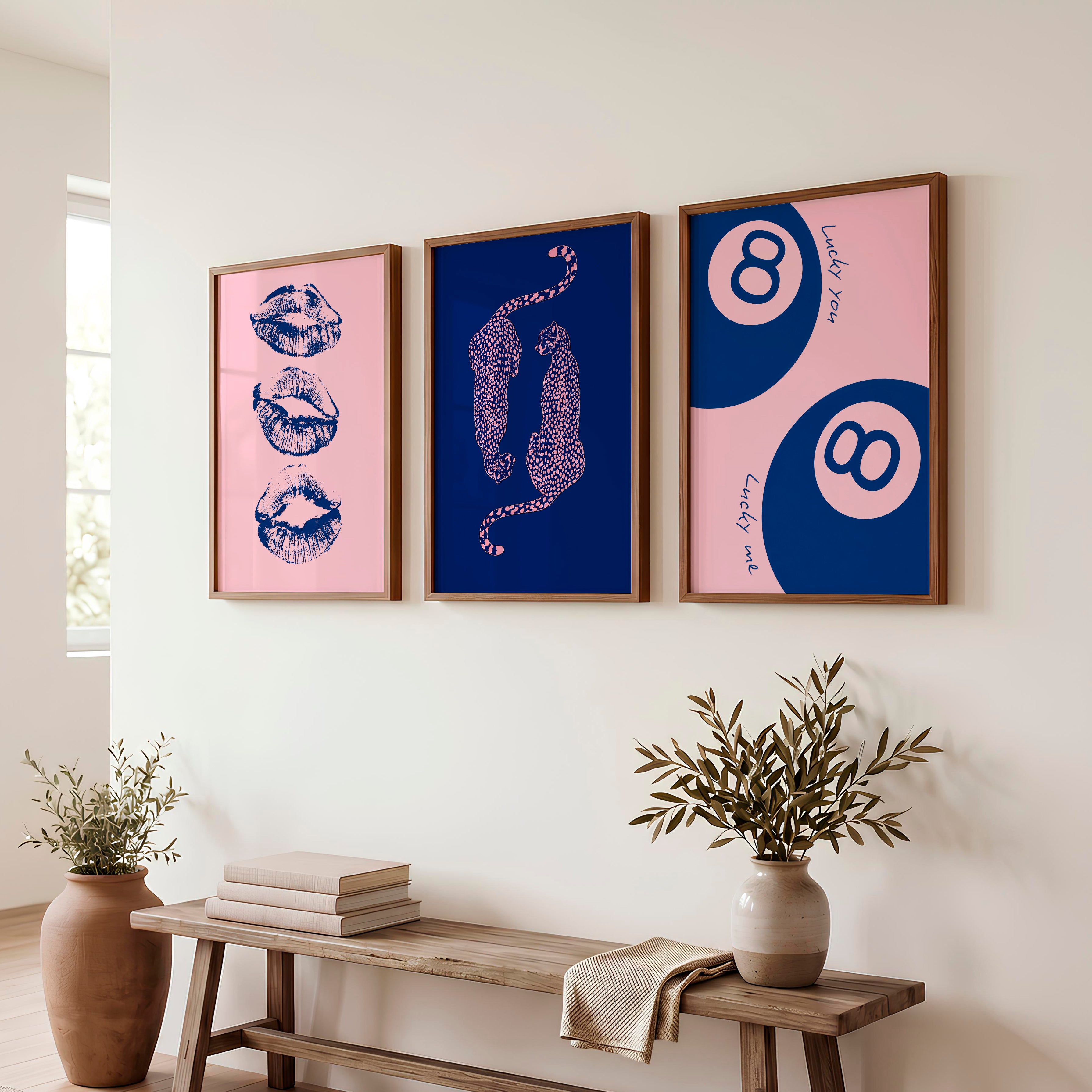 Lucky Eight Ball retro wall pictures - Dark Brown Framed Poster No Border - Artworksets