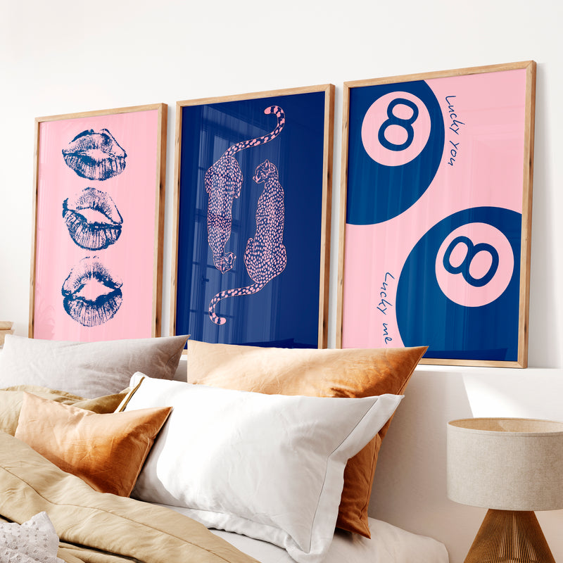 Lucky Eight Ball retro wall pictures - Natural Wood Framed Poster No Border - Artworksets