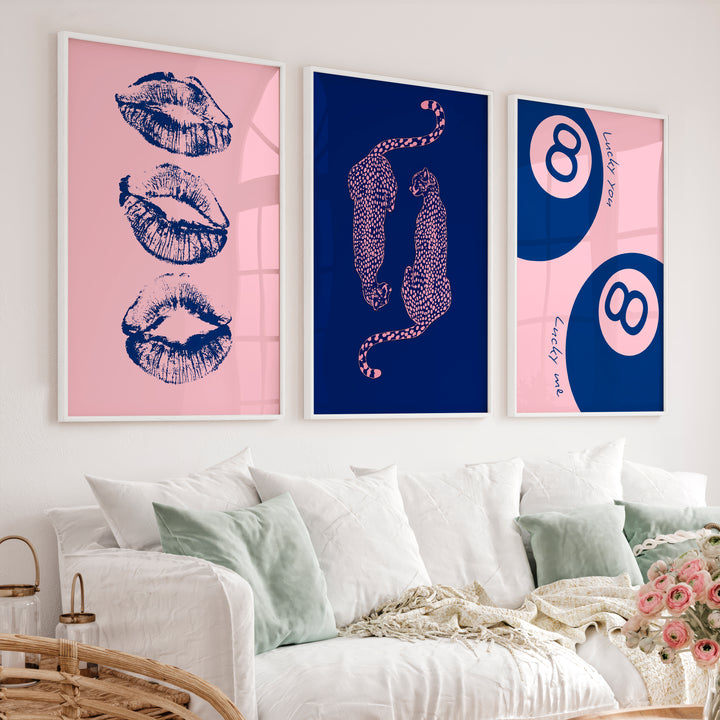 Lucky Eight Ball retro wall pictures - White Framed Poster No Border - Artworksets