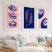 Lucky Eight Ball retro wall pictures - White Framed Poster with White Border - Artworksets