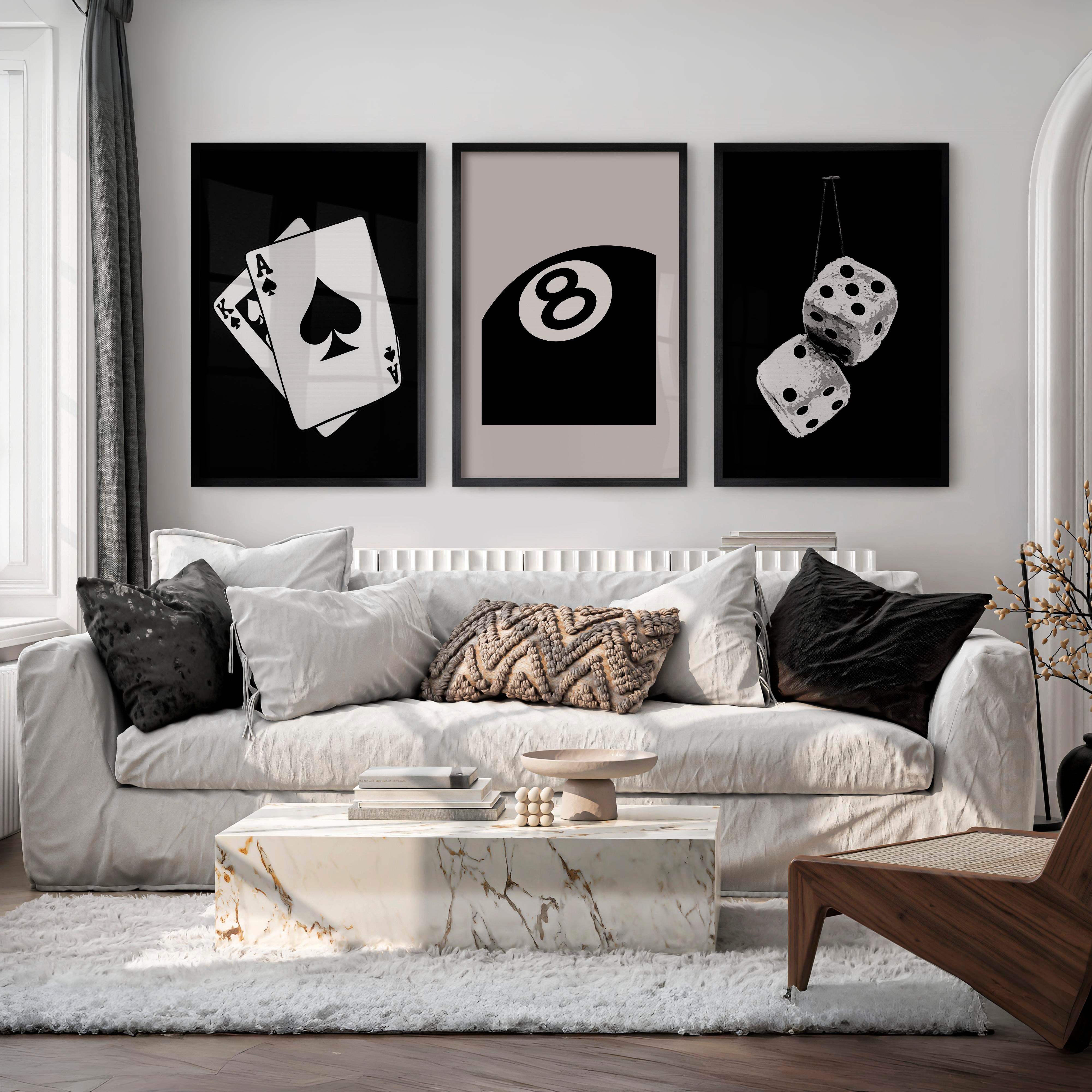 Eight Ball retro wall posters - Black Framed Poster No Border - Artworksets