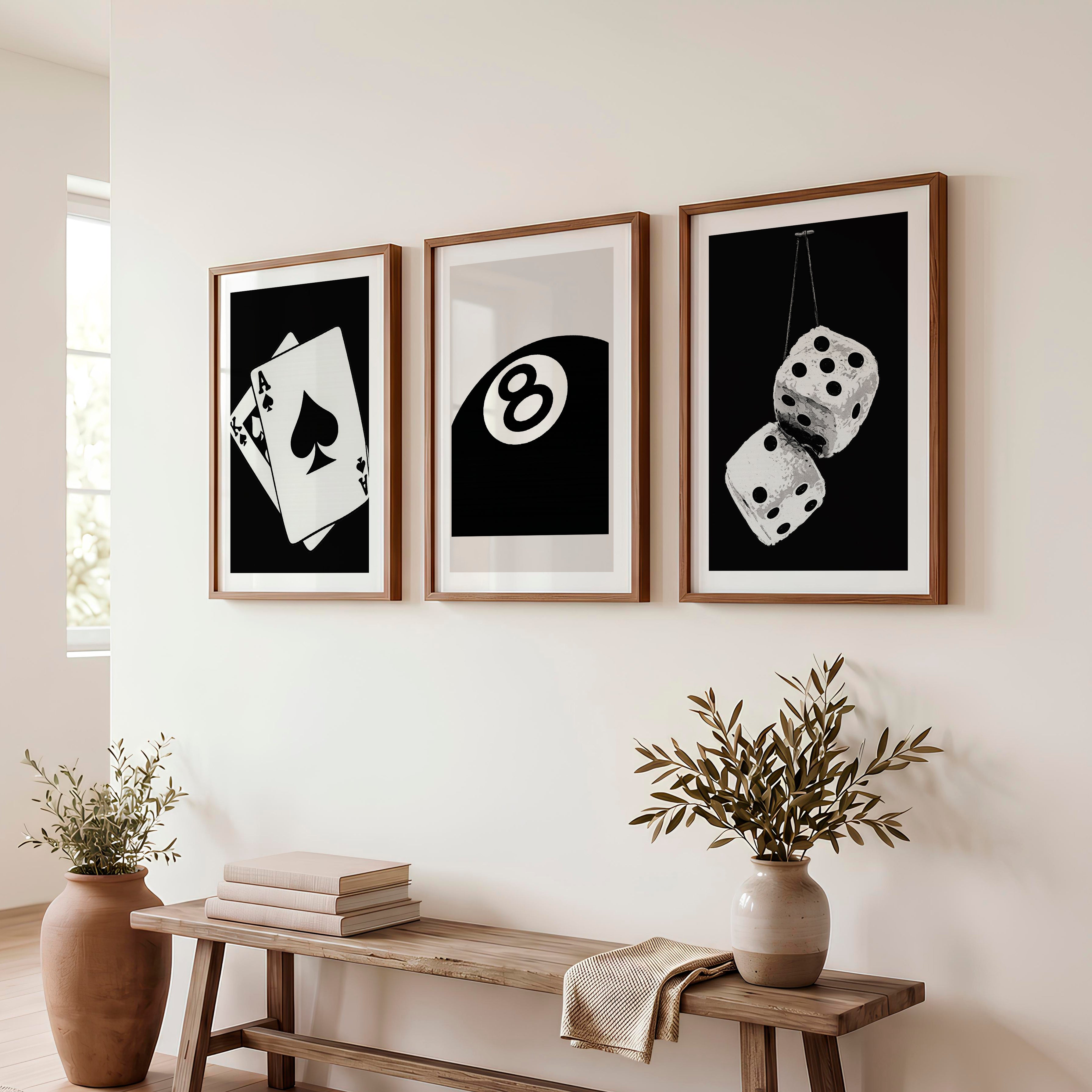 Eight Ball retro wall posters - Dark Brown Framed Poster with White Border - Artworksets