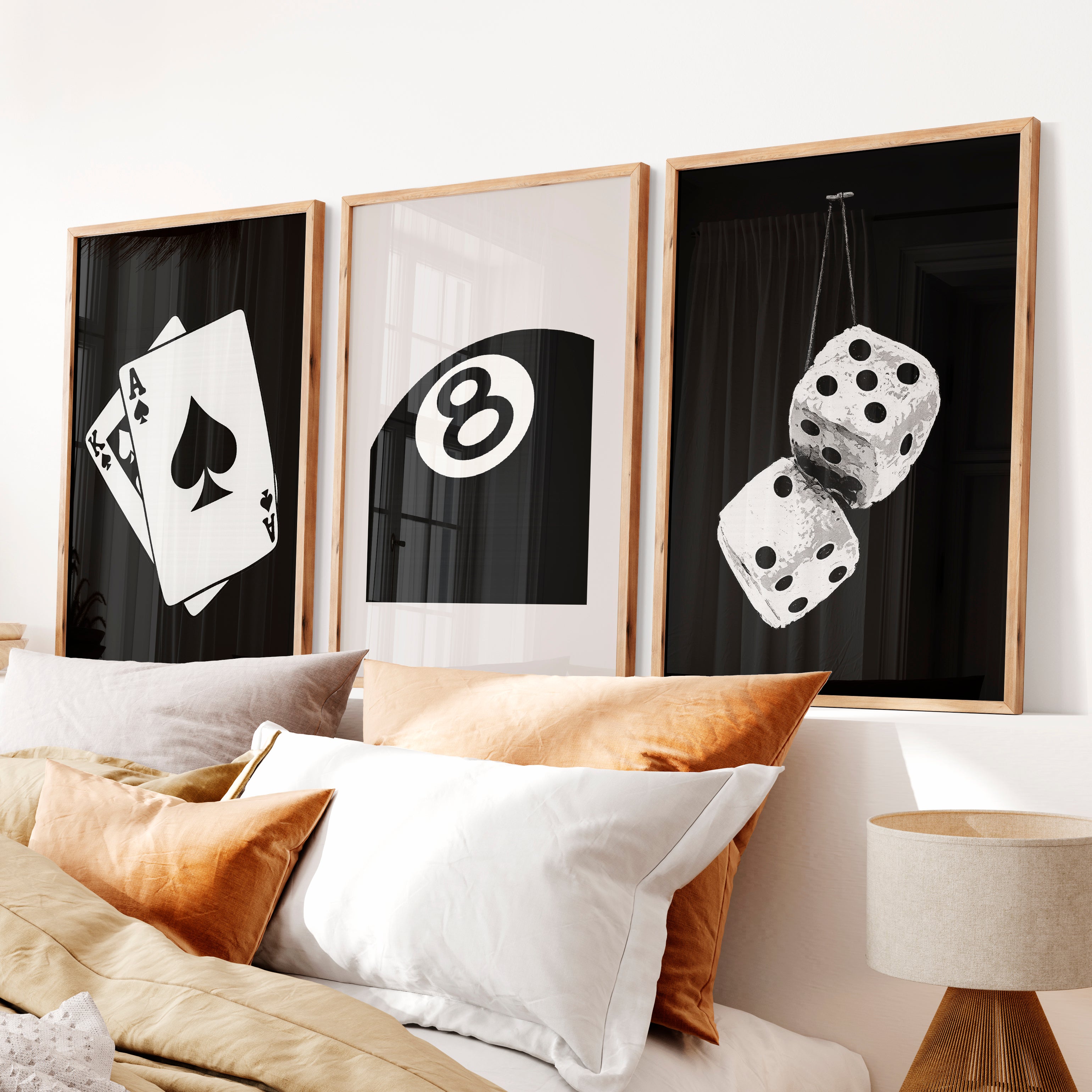 Eight Ball retro wall posters - Natural Wood Framed Poster No Border - Artworksets