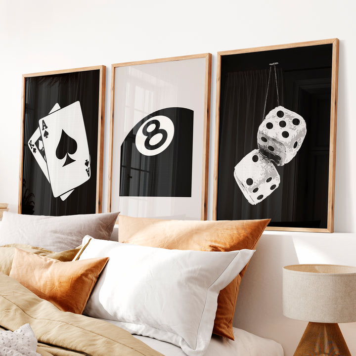 Eight Ball retro wall posters - Natural Wood Framed Poster No Border - Artworksets