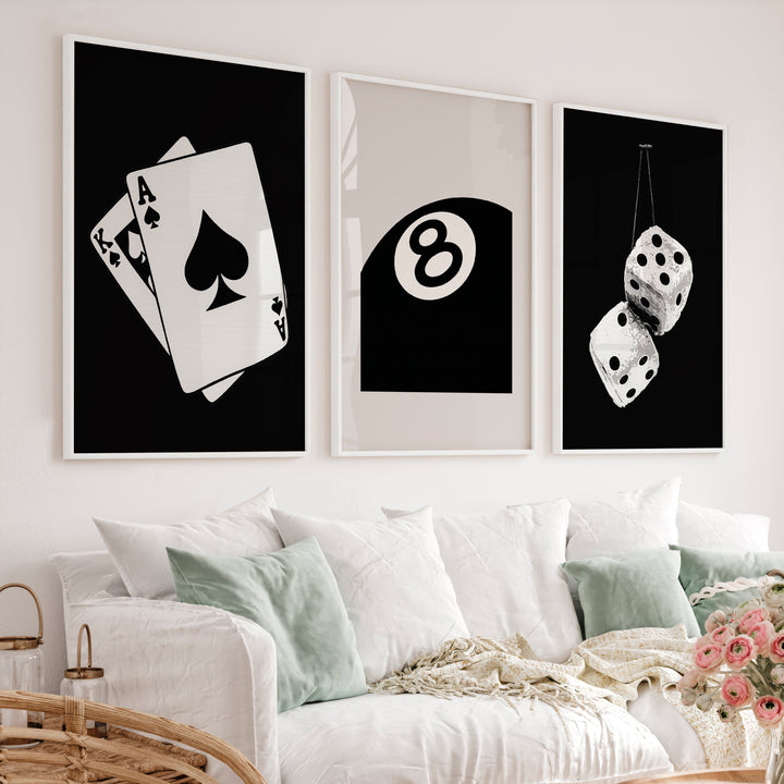 Eight Ball retro wall posters - White Framed Poster No Border - Artworksets