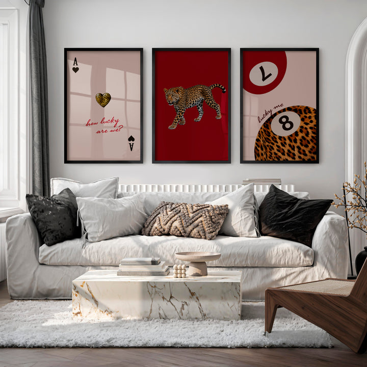 Lucky Leopard retro wall prints - Black Framed Poster No Border - Artworksets