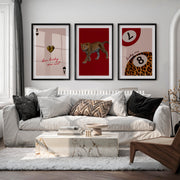 Lucky Leopard retro wall prints - Black Framed Poster with White Border - Artworksets