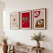 Lucky Leopard retro wall prints - Dark Brown Framed Poster with White Border - Artworksets