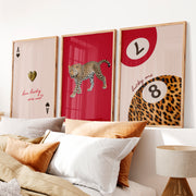 Lucky Leopard retro wall prints - Natural Wood Framed Poster No Border - Artworksets