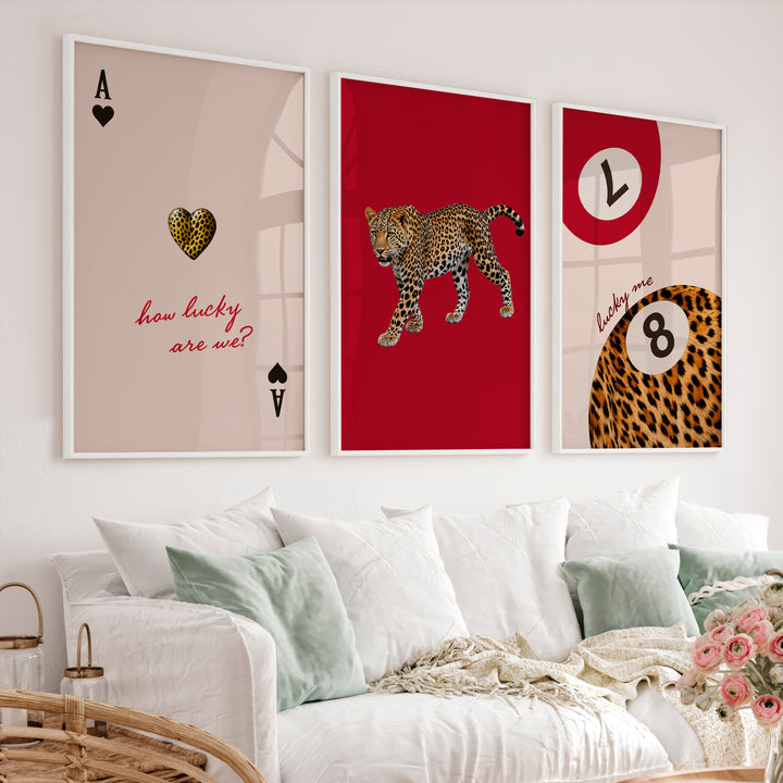Lucky Leopard retro wall prints - White Framed Poster No Border - Artworksets