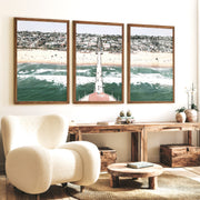 Pier Over Waves sea art prints - Dark Brown Framed Poster No Border - Artworksets