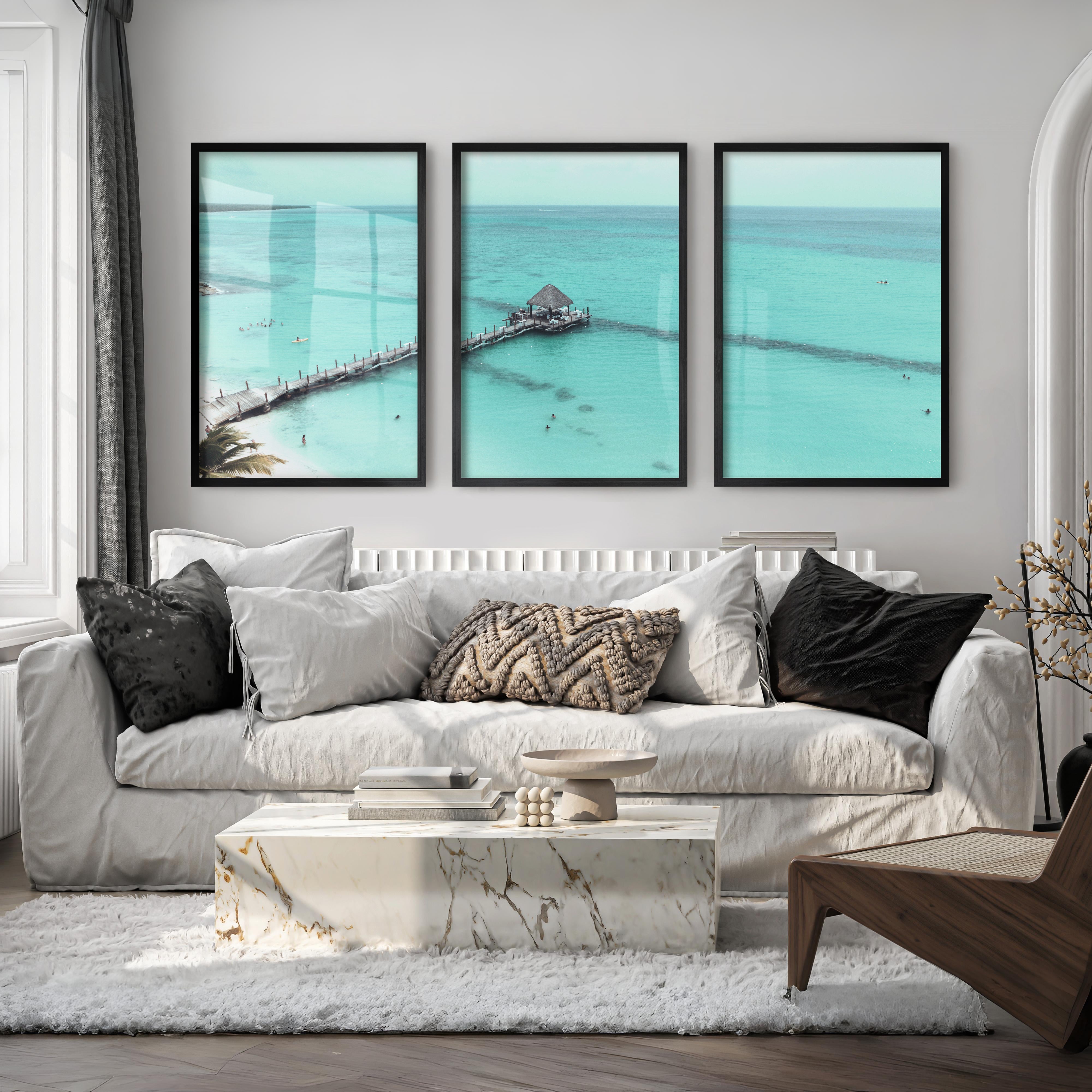 Lagoon Pier sea artwork - Black Framed Poster No Border - Artworksets