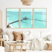 Lagoon Pier sea artwork - Natural Wood Framed Poster No Border - Artworksets