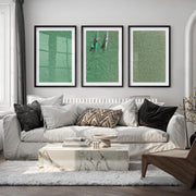 Aerial kayaks sea print over clear green water - Black Framed Poster with White Border - Artworksets