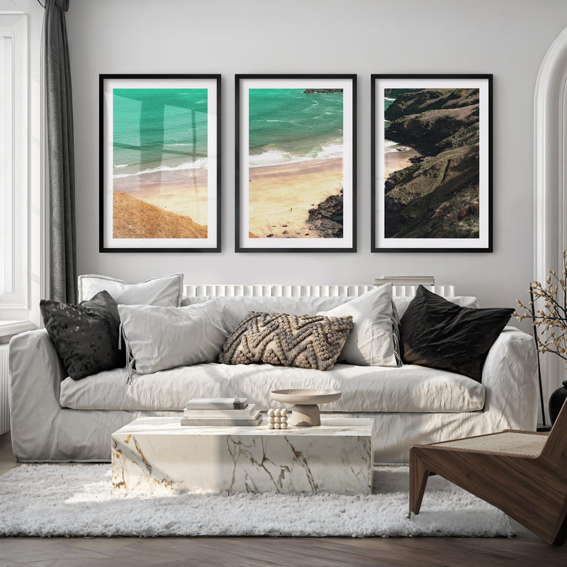 Cliff Cove sea prints - Black Framed Poster with White Border - Artworksets