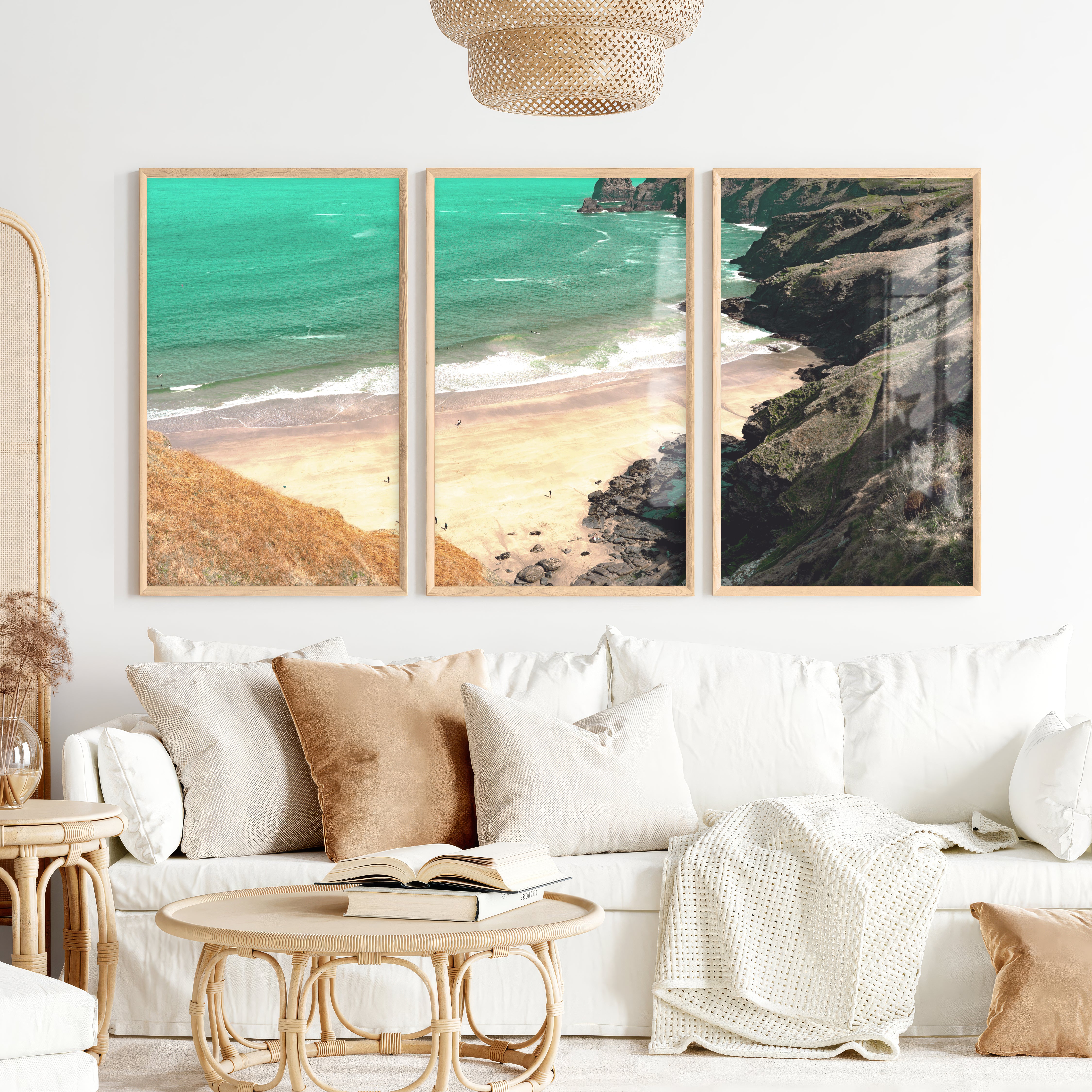 Cliff Cove sea prints - Natural Wood Framed Poster No Border - Artworksets