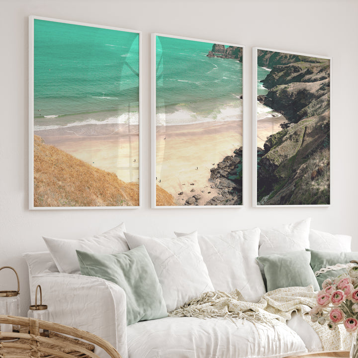 Cliff Cove sea prints - White Framed Poster No Border - Artworksets