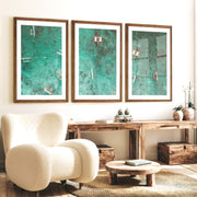 Aerial Outrigger Boats Sea Themed Wall Decor - Dark Brown Framed Poster with White Border - Artworksets