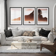 Sunset Surfer Sea Themed Wall Decor - Black Framed Poster with White Border - Artworksets