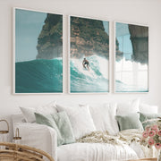 Island Break Surfer sea themed wall decor - White Framed Poster No Border - Artworksets