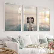 Sunset Pier sea wall art - White Framed Poster No Border - Artworksets