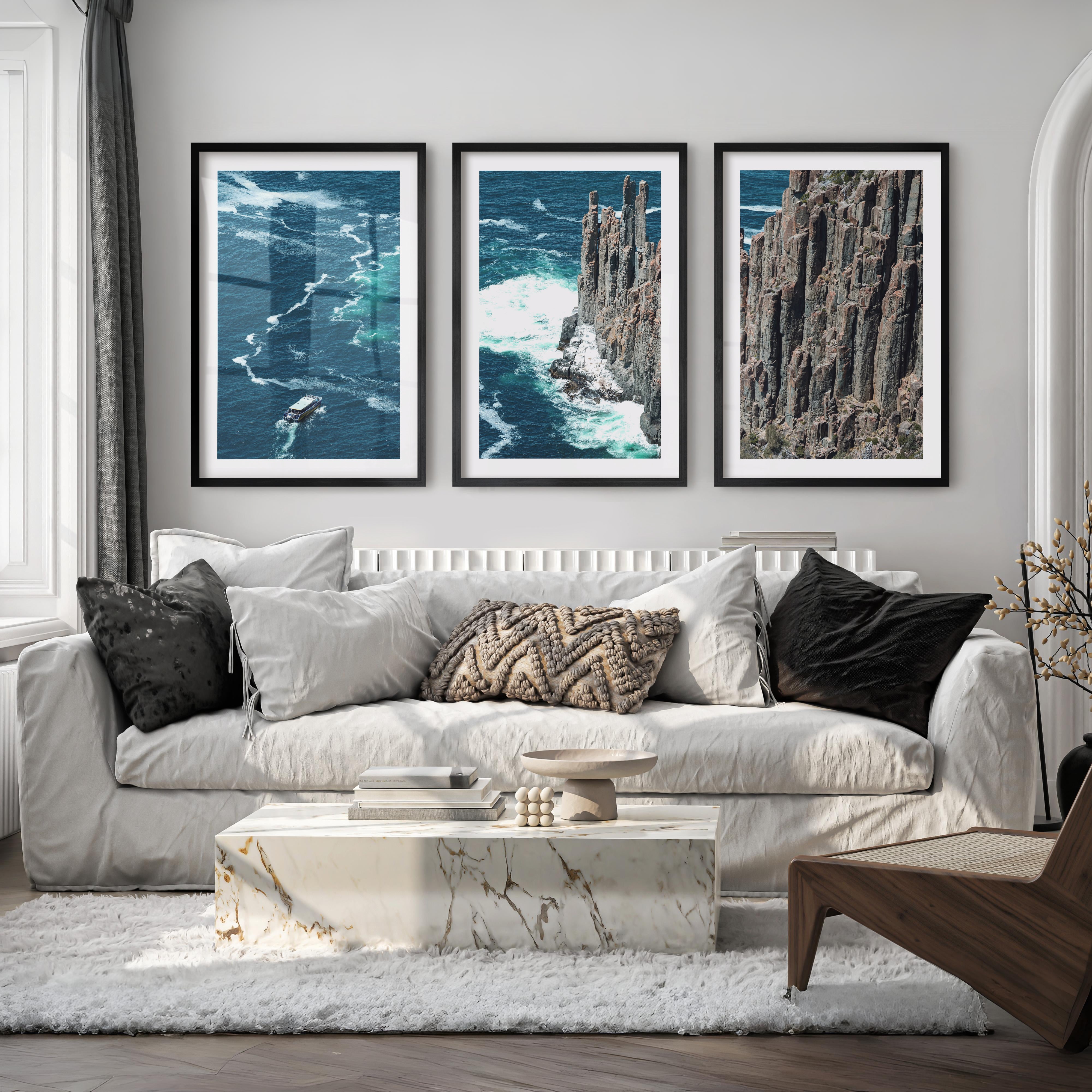 Ocean Cliff seaside framed pictures - Black Framed Poster with White Border - Artworksets
