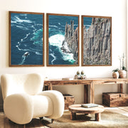 Ocean Cliff seaside framed pictures - Dark Brown Framed Poster No Border - Artworksets
