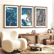 Ocean Cliff seaside framed pictures - Dark Brown Framed Poster with White Border - Artworksets
