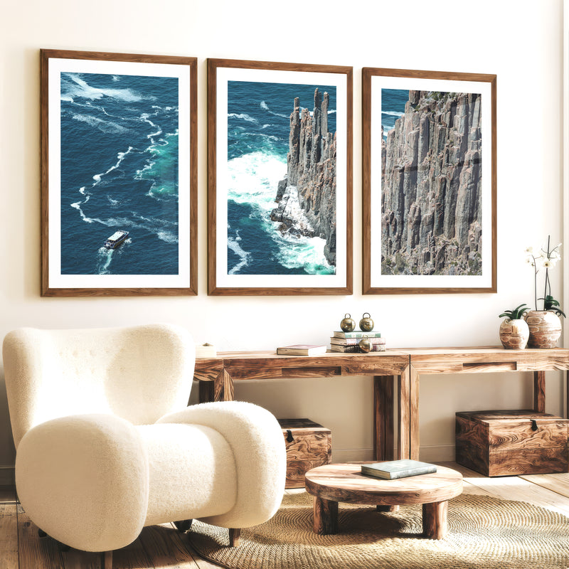 Ocean Cliff seaside framed pictures - Dark Brown Framed Poster with White Border - Artworksets
