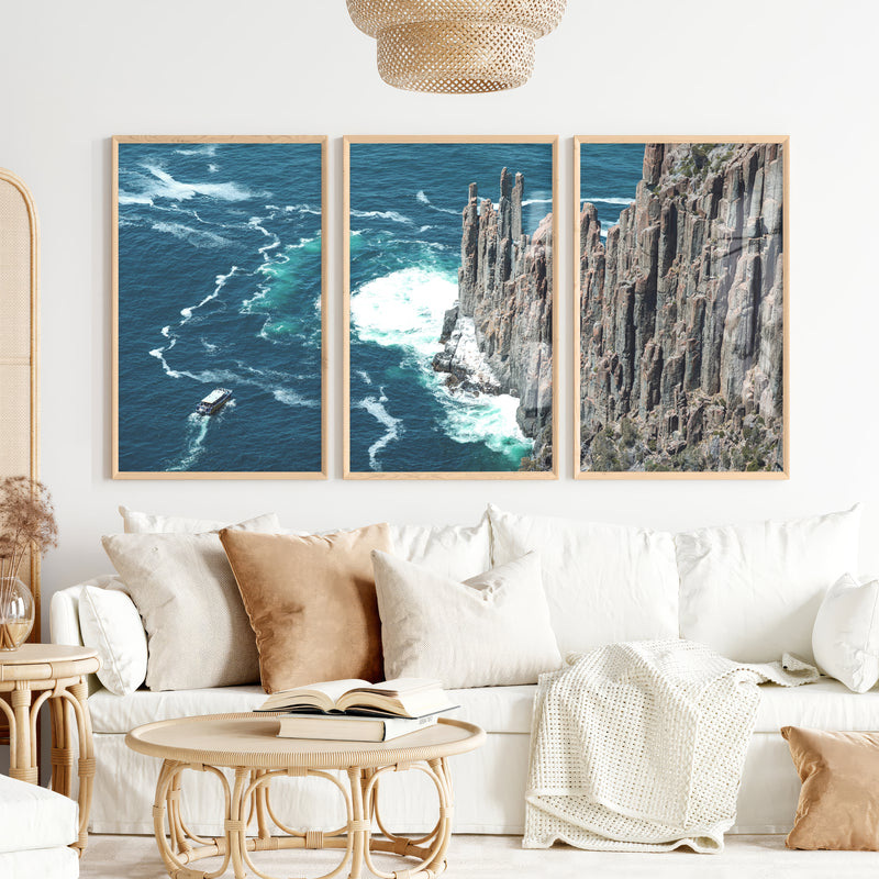 Ocean Cliff seaside framed pictures - Natural Wood Framed Poster No Border - Artworksets