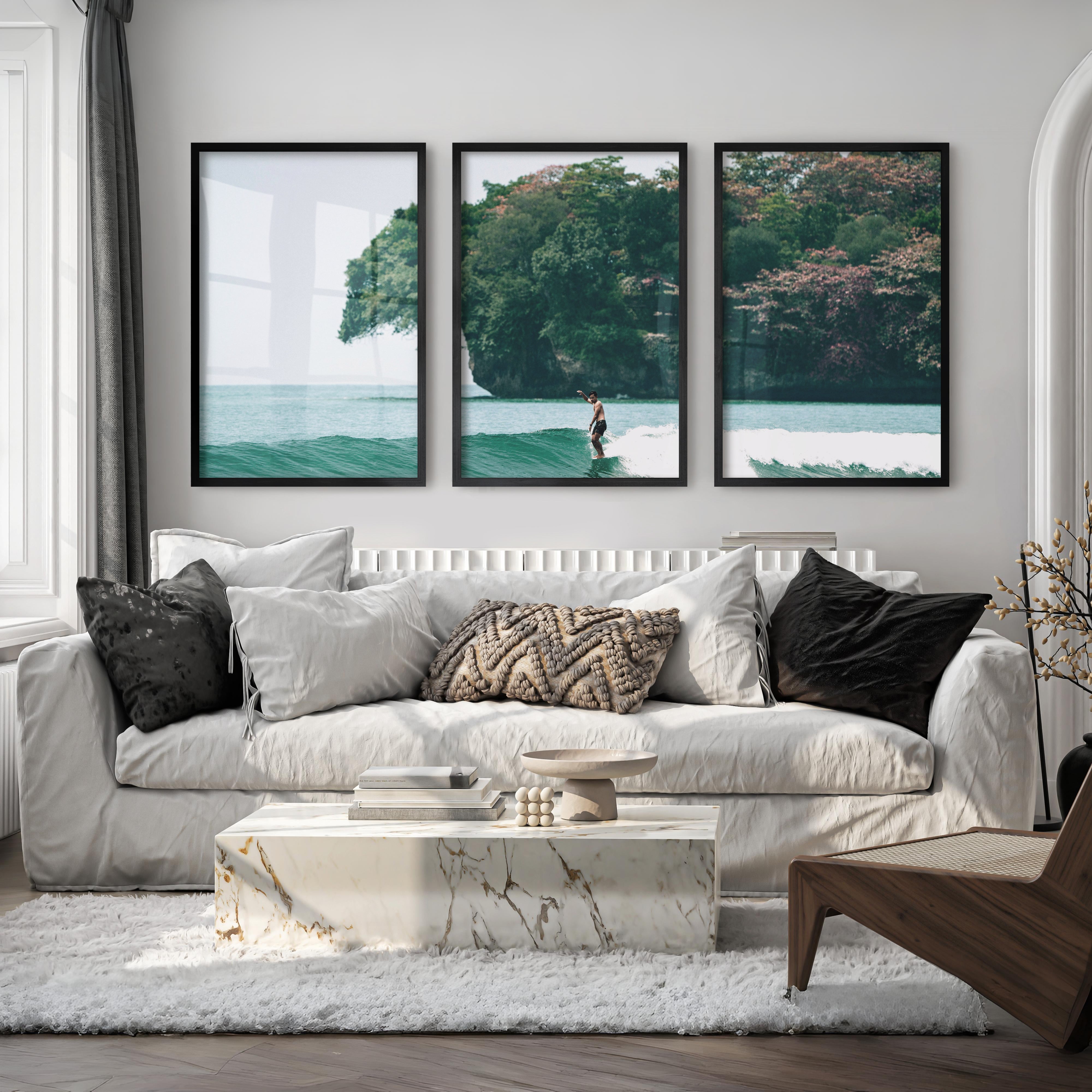 Island Surf Seaside Prints - Black Framed Poster No Border - Artworksets