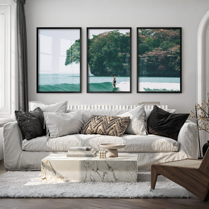 Island Surf Seaside Prints - Black Framed Poster No Border - Artworksets