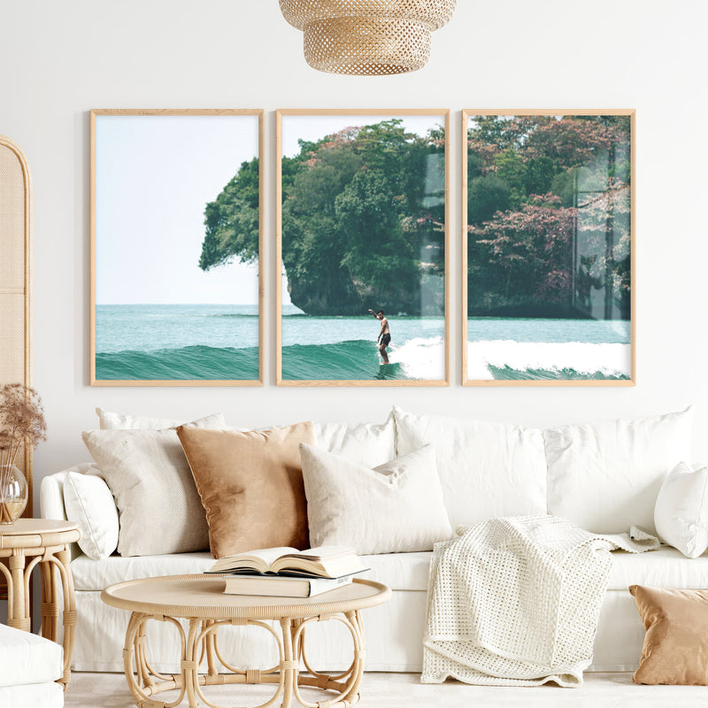 Island Surf Seaside Prints - Natural Wood Framed Poster No Border - Artworksets